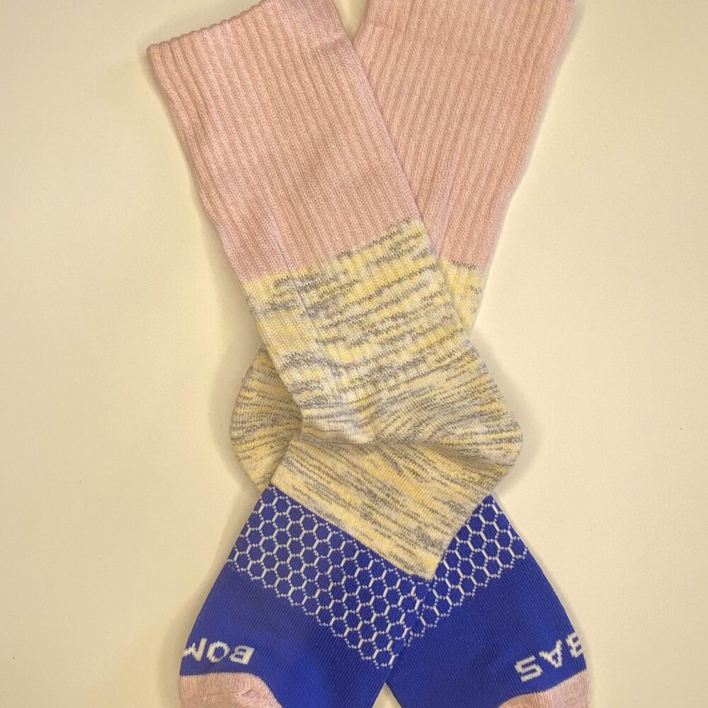 [6 pack] Bombas Rosepetal Marl Space Dye Triblock Medium Calf Socks - Picture 5 of 7